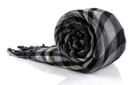 Scarf black plaid isolate on white backgroundの写真素材