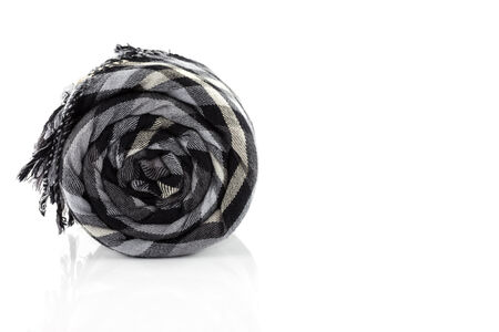 Scarf black plaid isolate on white backgroundの写真素材