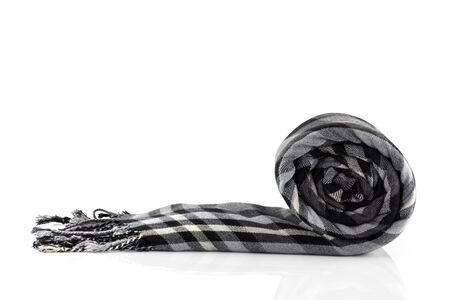 Scarf black plaid isolate on white backgroundの写真素材