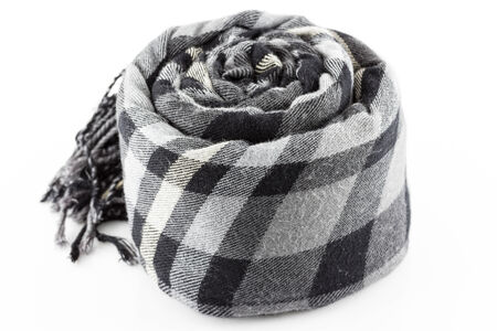Scarf black plaid isolate on white backgroundの写真素材