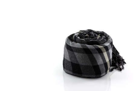 Scarf black plaid isolate on white backgroundの写真素材