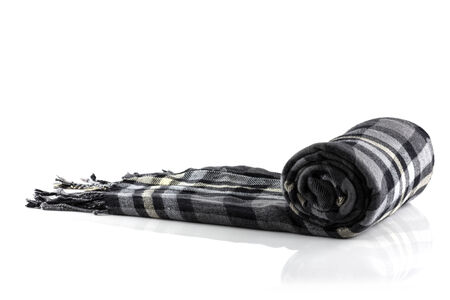 Scarf black plaid isolate on white backgroundの写真素材