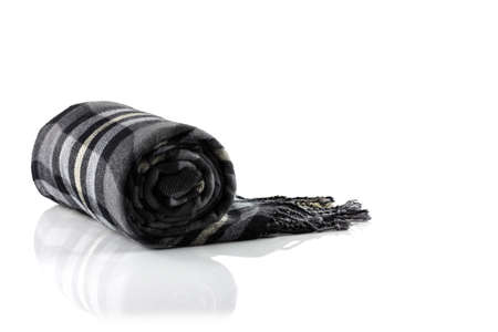 Scarf black plaid isolate on white backgroundの写真素材