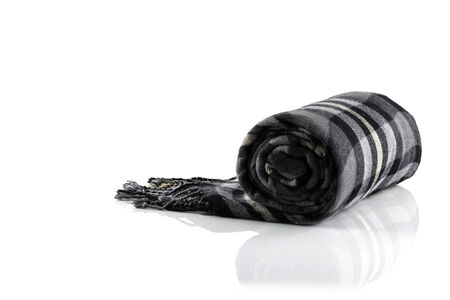 Scarf black plaid isolate on white backgroundの写真素材