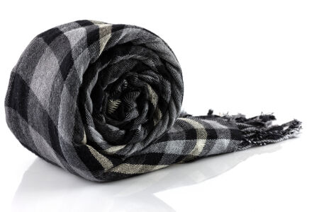 Scarf black plaid isolate on white backgroundの写真素材