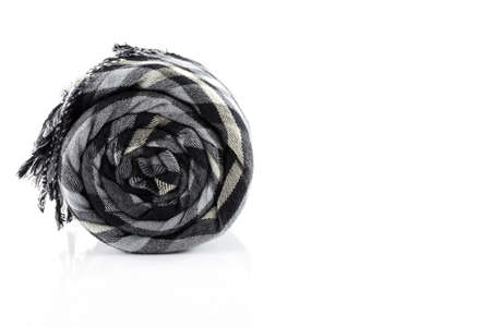 Scarf black plaid isolate on white backgroundの写真素材