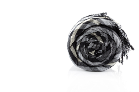 Scarf black plaid isolate on white backgroundの写真素材