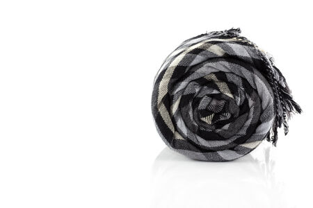 Scarf black plaid isolate on white backgroundの写真素材