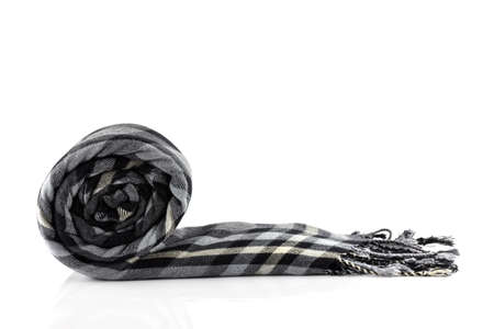 Scarf black plaid isolate on white backgroundの写真素材