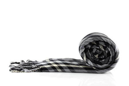 Scarf black plaid isolate on white backgroundの写真素材