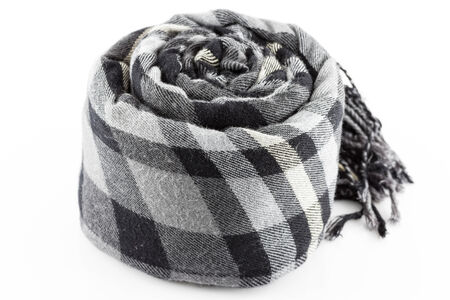 Scarf black plaid isolate on white backgroundの写真素材