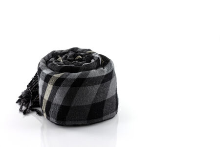 Scarf black plaid isolate on white backgroundの写真素材