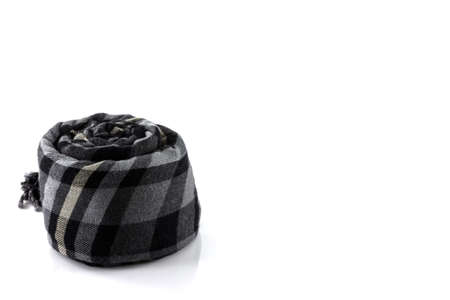 Scarf black plaid isolate on white backgroundの写真素材