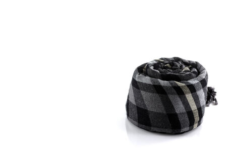 Scarf black plaid isolate on white backgroundの写真素材