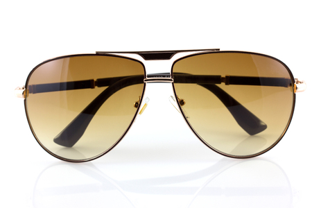 metall sunglasses isolated on white backgroundの写真素材