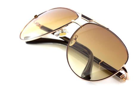metall sunglasses isolated on white backgroundの写真素材