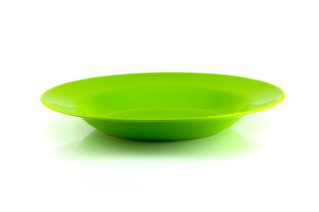 empty green bowl isolated on white backgroundの写真素材