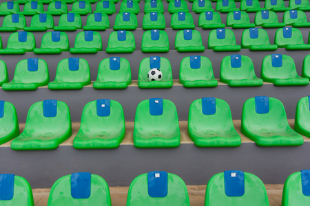 Chairs on the soccer fieldの写真素材