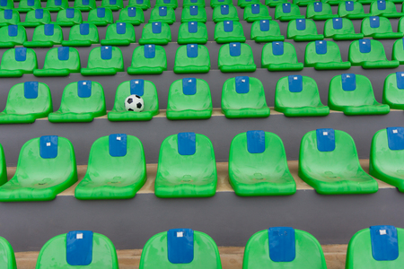Chairs on the soccer fieldの写真素材