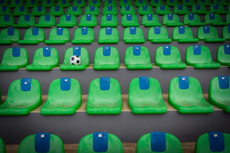 Chairs on the soccer fieldの写真素材