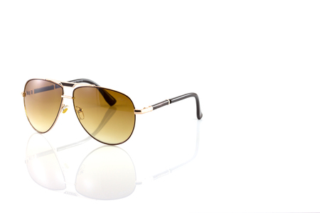 metal sunglasses isolated on white backgroundの写真素材