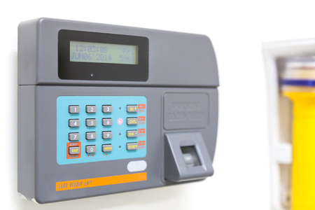 finger scan and card reader unit isolate on white backgroundの写真素材