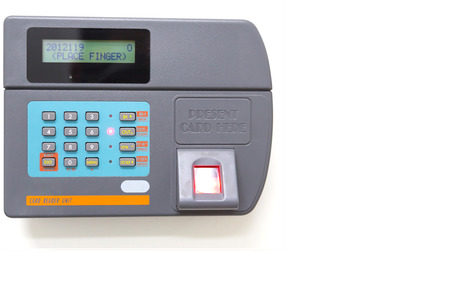 finger scan and card reader unit isolate on white backgroundの写真素材