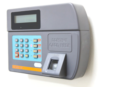 finger scan and card reader unit isolate on white backgroundの写真素材
