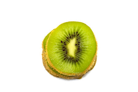Sliced ââkiwi isolate in white backgroundの写真素材