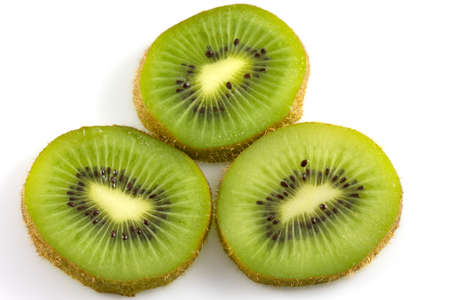 Sliced ââkiwi isolate in white backgroundの写真素材