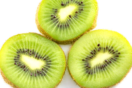 Sliced ââkiwi isolate in white backgroundの写真素材