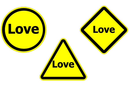 Warning sign Love isolate on white backgroundの写真素材