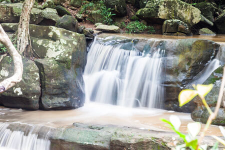 Close up green forest waterfall ,Thailandの写真素材