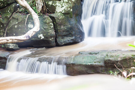 Close up green forest waterfall ,Thailandの写真素材