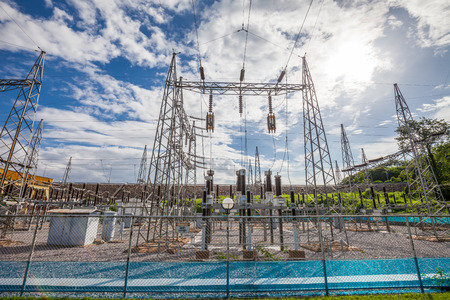 Part of high-voltage substation with switches and disconnectors, Thailand