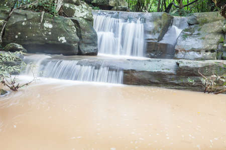 Close up green forest waterfall ,Thailandの写真素材
