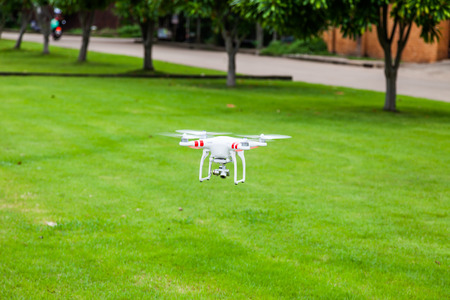 flying drone with camera on the floor prepare to fly の写真素材
