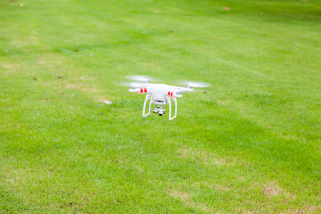 flying drone with camera on the floor prepare  to fly の写真素材