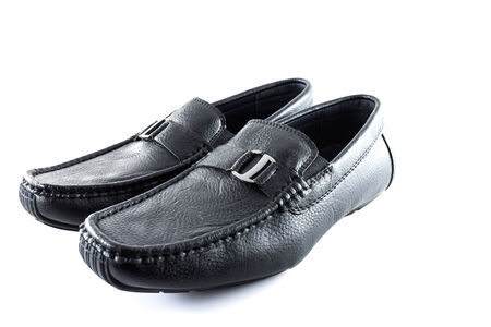 Pair of black male classic shoes on white background, Isolateの写真素材