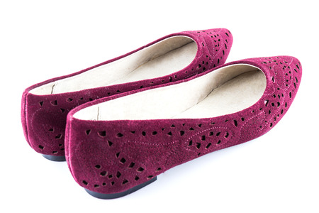 pink shoes on white backgroundの写真素材