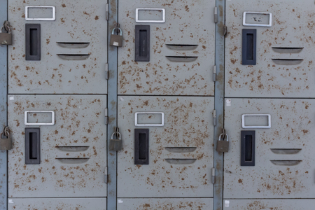 Rusted old cabinet or locker in the schoolの写真素材