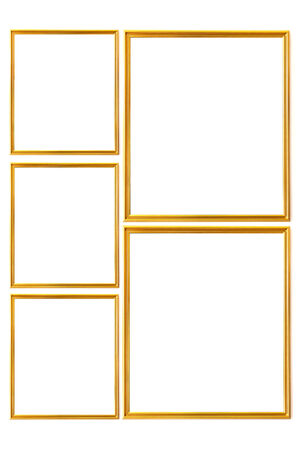 Gold vintage frame. Elegant vintage gold/gilded picture frame on white backgroundの写真素材