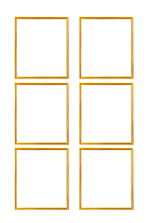 Gold vintage frame. Elegant vintage gold/gilded picture frame on white backgroundの写真素材