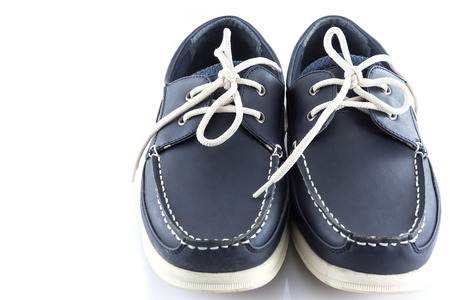 Leather blue color man shoes  on a white backgroundの写真素材