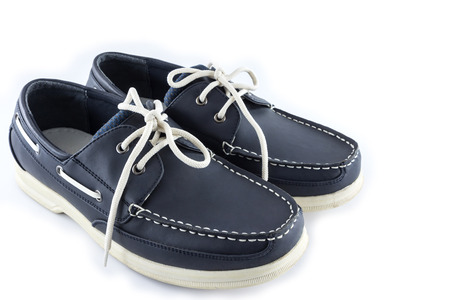 Leather blue color man shoes  on a white backgroundの写真素材