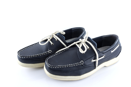 Leather blue color man shoes  on a white backgroundの写真素材