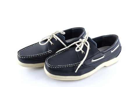 Leather blue color man shoes  on a white backgroundの写真素材