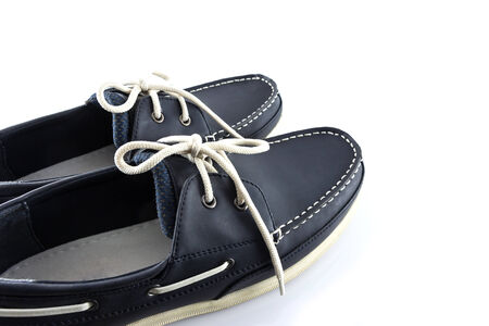 Leather blue color man shoes  on a white backgroundの写真素材