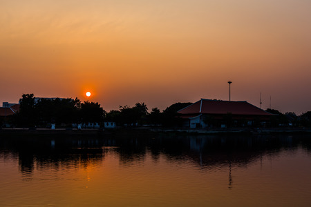 sunset of city silhouetteの写真素材