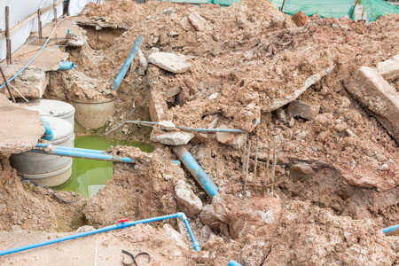 Poured cement with steel poles for constructionの写真素材